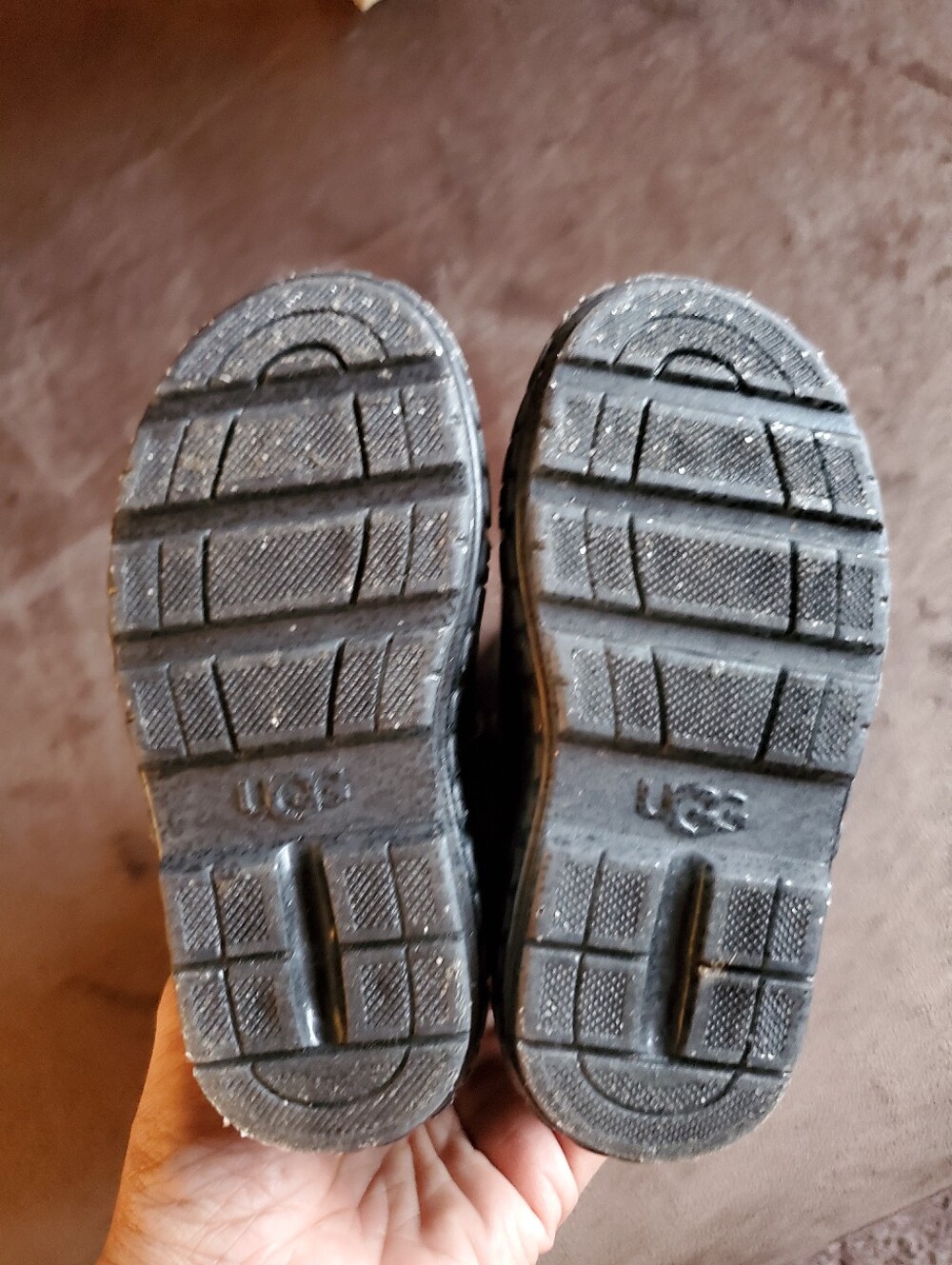 UGG Kids Black Glitter Rain Boots with Side Handles - Picture 5 of 7